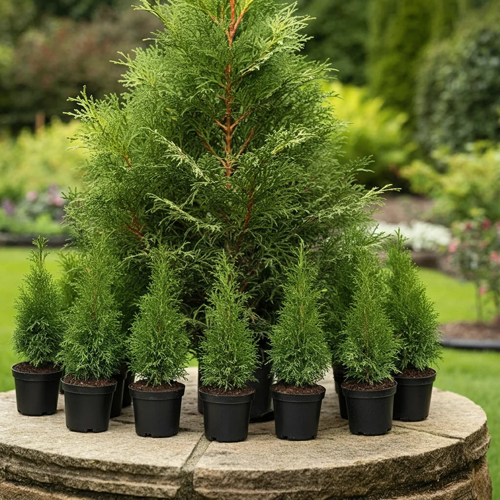Side-by-side comparison of cedar tree varieties used for privacy hedges