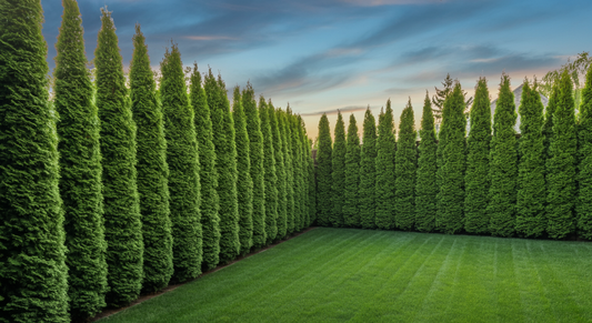 Center the main subject in the middle of the image with space above and below for 16:9 formatting. Photo-realistic wide-angle landscape photography of a beautifully landscaped residential backyard fea...