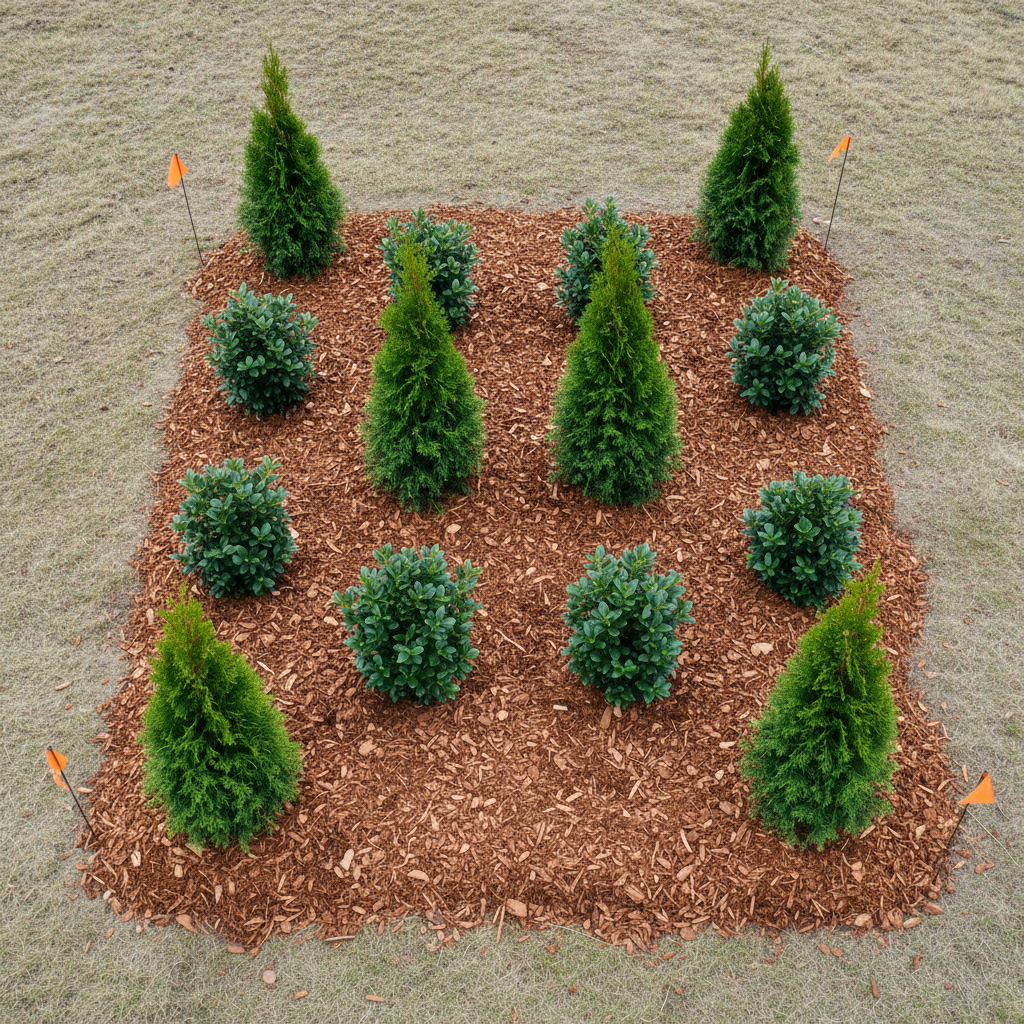 Staggered Mixed Evergreen Privacy Screen
