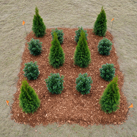 Staggered Mixed Evergreen Privacy Screen